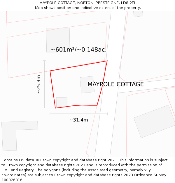 MAYPOLE COTTAGE, NORTON, PRESTEIGNE, LD8 2EL: Plot and title map