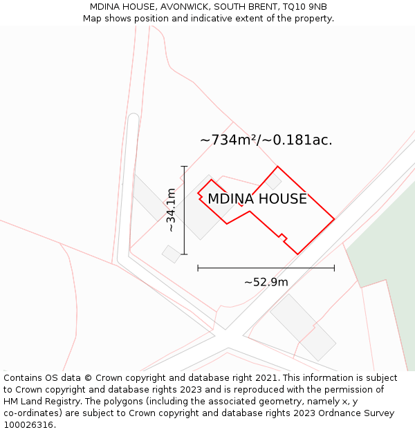 MDINA HOUSE, AVONWICK, SOUTH BRENT, TQ10 9NB: Plot and title map