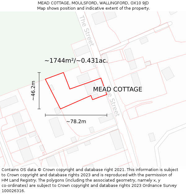 MEAD COTTAGE, MOULSFORD, WALLINGFORD, OX10 9JD: Plot and title map