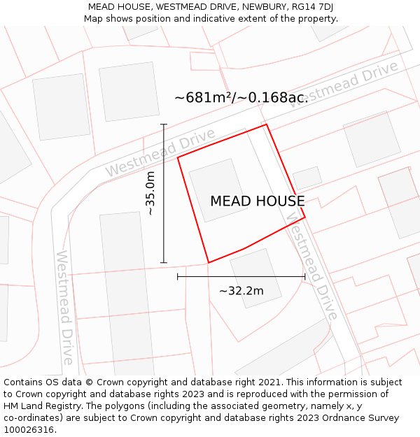 MEAD HOUSE, WESTMEAD DRIVE, NEWBURY, RG14 7DJ: Plot and title map