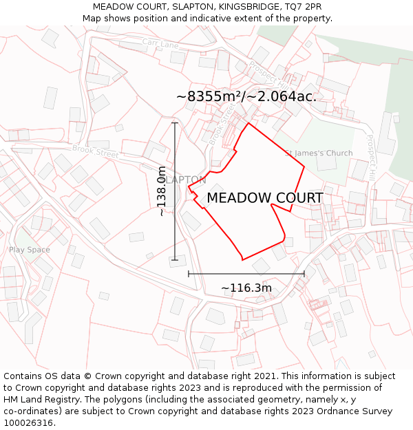 MEADOW COURT, SLAPTON, KINGSBRIDGE, TQ7 2PR: Plot and title map