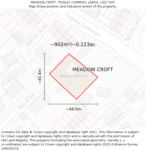 MEADOW CROFT, TINGLEY COMMON, LEEDS, LS27 0HT: Plot and title map
