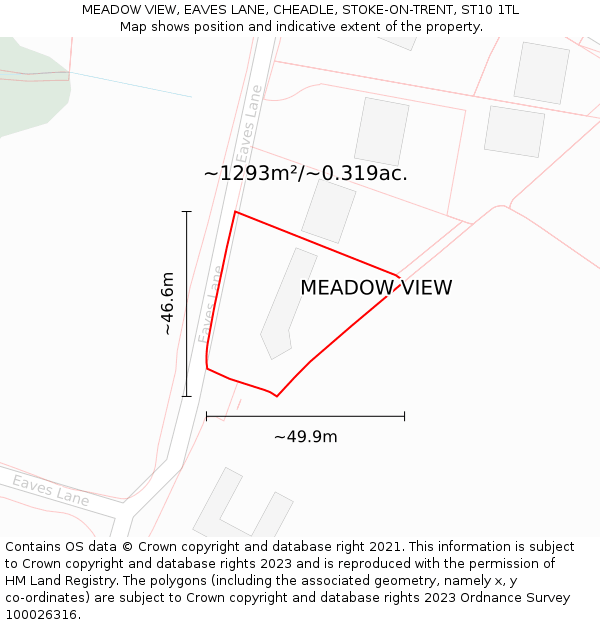 MEADOW VIEW, EAVES LANE, CHEADLE, STOKE-ON-TRENT, ST10 1TL: Plot and title map
