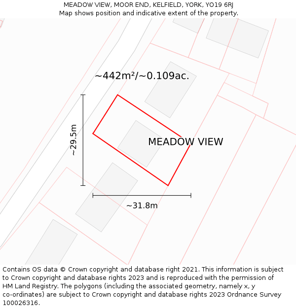MEADOW VIEW, MOOR END, KELFIELD, YORK, YO19 6RJ: Plot and title map