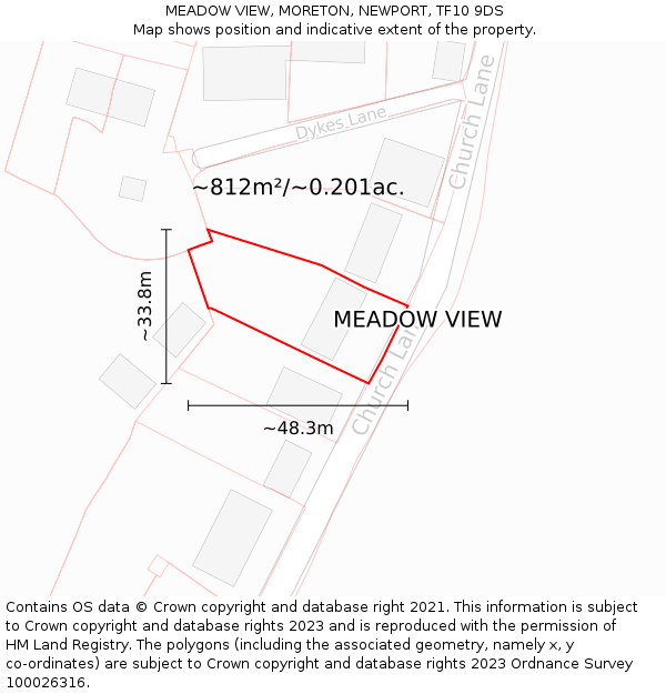 MEADOW VIEW, MORETON, NEWPORT, TF10 9DS: Plot and title map