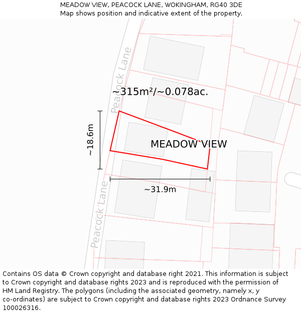 MEADOW VIEW, PEACOCK LANE, WOKINGHAM, RG40 3DE: Plot and title map