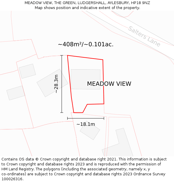 MEADOW VIEW, THE GREEN, LUDGERSHALL, AYLESBURY, HP18 9NZ: Plot and title map