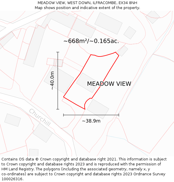 MEADOW VIEW, WEST DOWN, ILFRACOMBE, EX34 8NH: Plot and title map