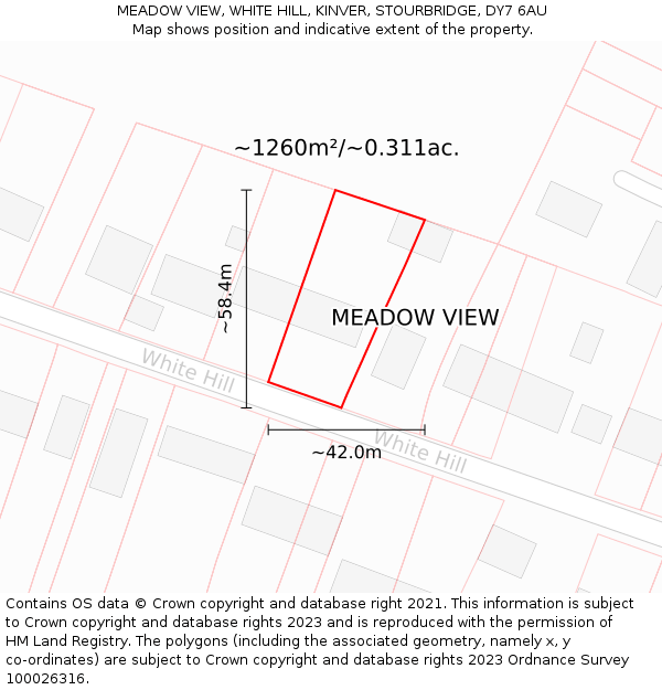 MEADOW VIEW, WHITE HILL, KINVER, STOURBRIDGE, DY7 6AU: Plot and title map