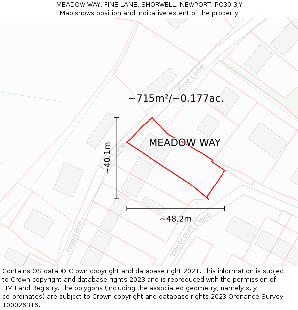 MEADOW WAY, FINE LANE, SHORWELL, NEWPORT, PO30 3JY: Plot and title map