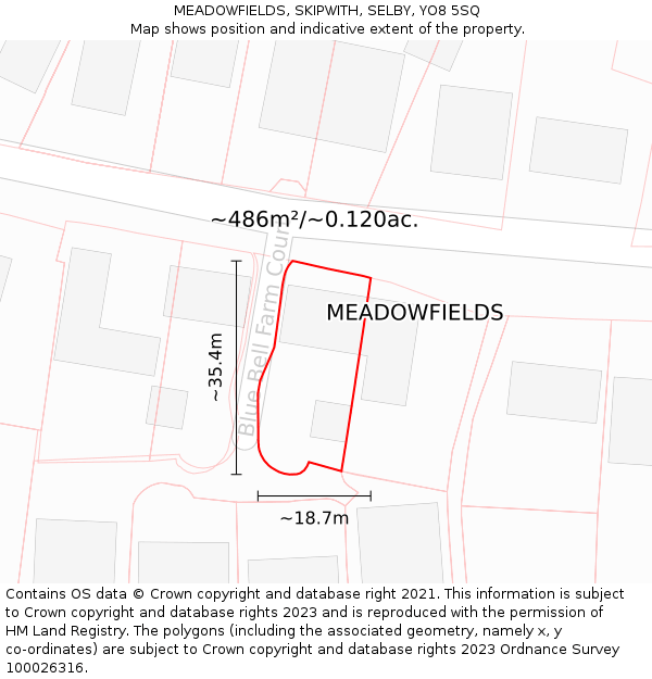 MEADOWFIELDS, SKIPWITH, SELBY, YO8 5SQ: Plot and title map