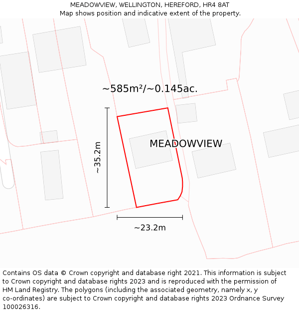 MEADOWVIEW, WELLINGTON, HEREFORD, HR4 8AT: Plot and title map