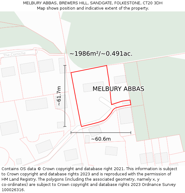 MELBURY ABBAS, BREWERS HILL, SANDGATE, FOLKESTONE, CT20 3DH: Plot and title map