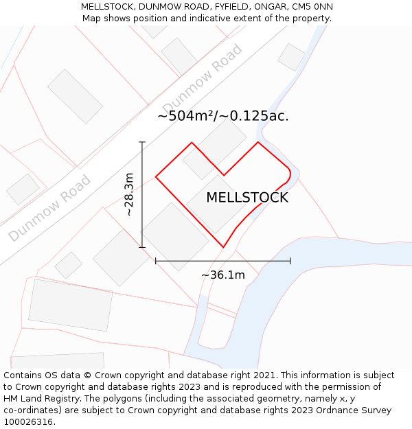MELLSTOCK, DUNMOW ROAD, FYFIELD, ONGAR, CM5 0NN: Plot and title map