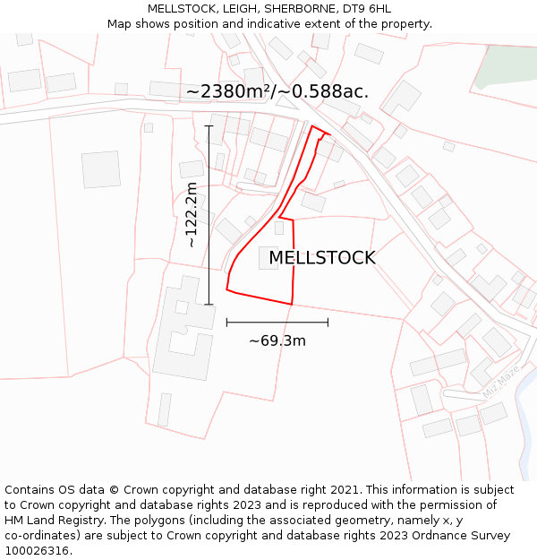 MELLSTOCK, LEIGH, SHERBORNE, DT9 6HL: Plot and title map