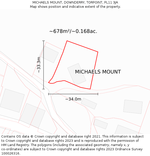 MICHAELS MOUNT, DOWNDERRY, TORPOINT, PL11 3JA: Plot and title map