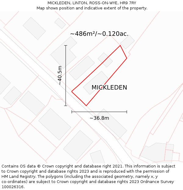 MICKLEDEN, LINTON, ROSS-ON-WYE, HR9 7RY: Plot and title map