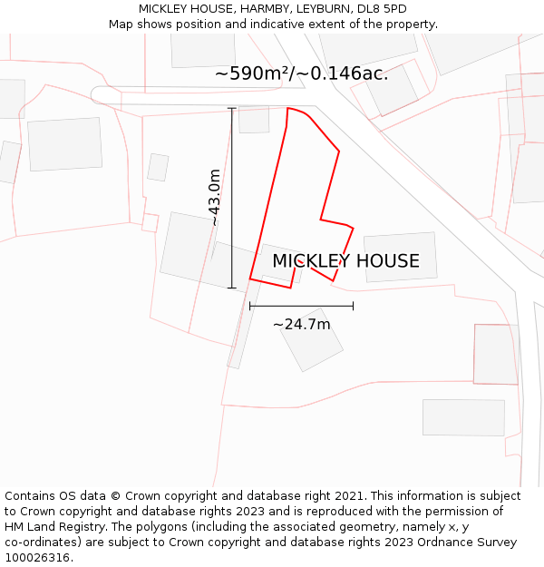 MICKLEY HOUSE, HARMBY, LEYBURN, DL8 5PD: Plot and title map