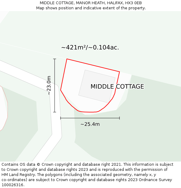 MIDDLE COTTAGE, MANOR HEATH, HALIFAX, HX3 0EB: Plot and title map