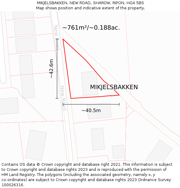 MIKJELSBAKKEN, NEW ROAD, SHAROW, RIPON, HG4 5BS: Plot and title map