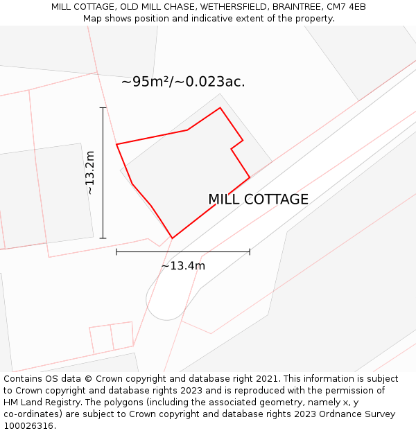 MILL COTTAGE, OLD MILL CHASE, WETHERSFIELD, BRAINTREE, CM7 4EB: Plot and title map