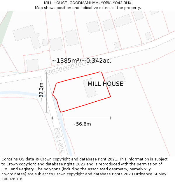 MILL HOUSE, GOODMANHAM, YORK, YO43 3HX: Plot and title map