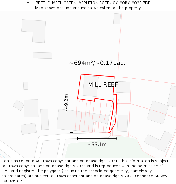 MILL REEF, CHAPEL GREEN, APPLETON ROEBUCK, YORK, YO23 7DP: Plot and title map