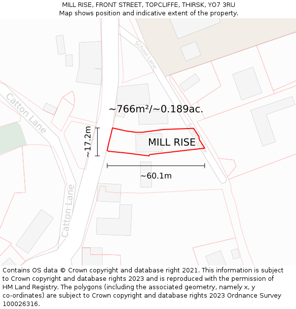MILL RISE, FRONT STREET, TOPCLIFFE, THIRSK, YO7 3RU: Plot and title map