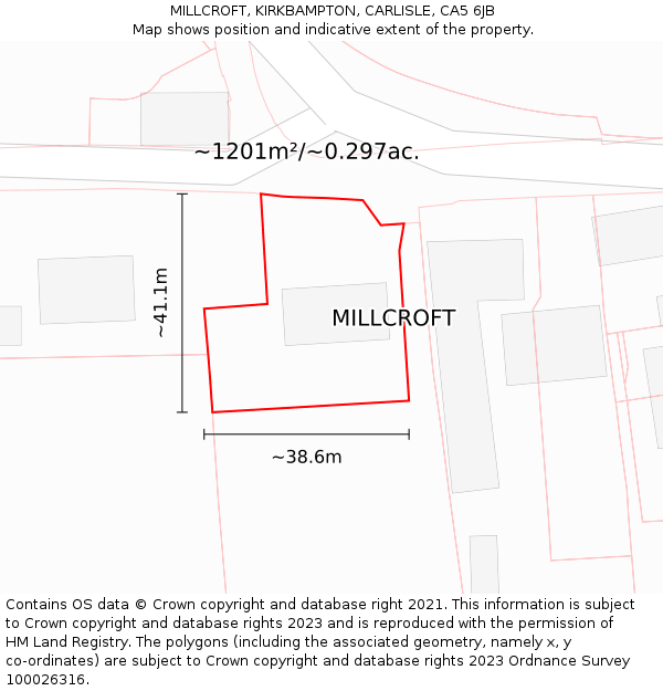 MILLCROFT, KIRKBAMPTON, CARLISLE, CA5 6JB: Plot and title map