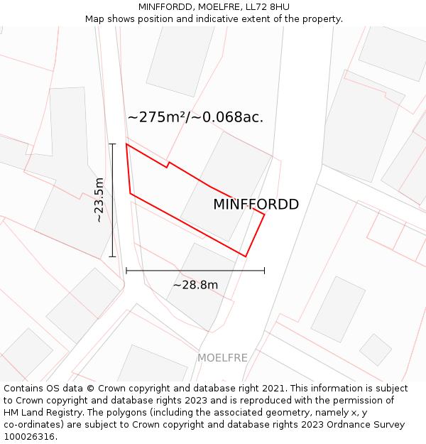 MINFFORDD, MOELFRE, LL72 8HU: Plot and title map