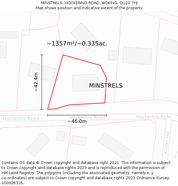 MINSTRELS, HOCKERING ROAD, WOKING, GU22 7HJ: Plot and title map