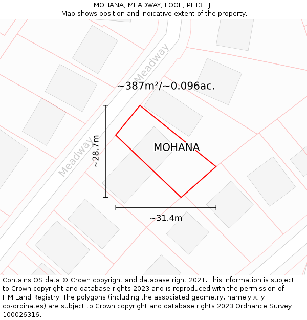 MOHANA, MEADWAY, LOOE, PL13 1JT: Plot and title map