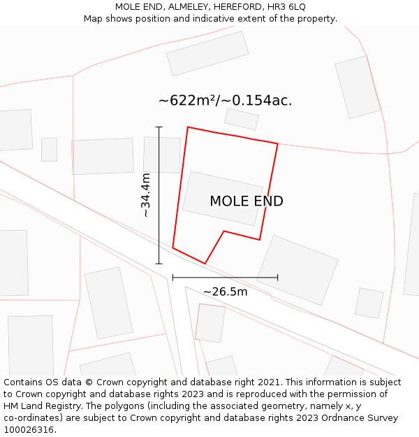 MOLE END, ALMELEY, HEREFORD, HR3 6LQ: Plot and title map