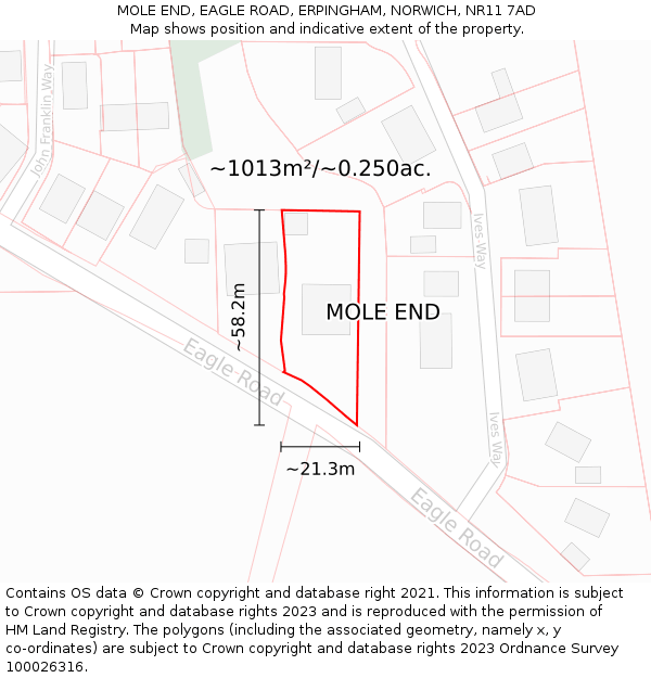 MOLE END, EAGLE ROAD, ERPINGHAM, NORWICH, NR11 7AD: Plot and title map