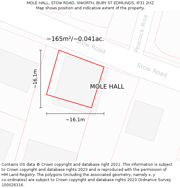 MOLE HALL, STOW ROAD, IXWORTH, BURY ST EDMUNDS, IP31 2HZ: Plot and title map