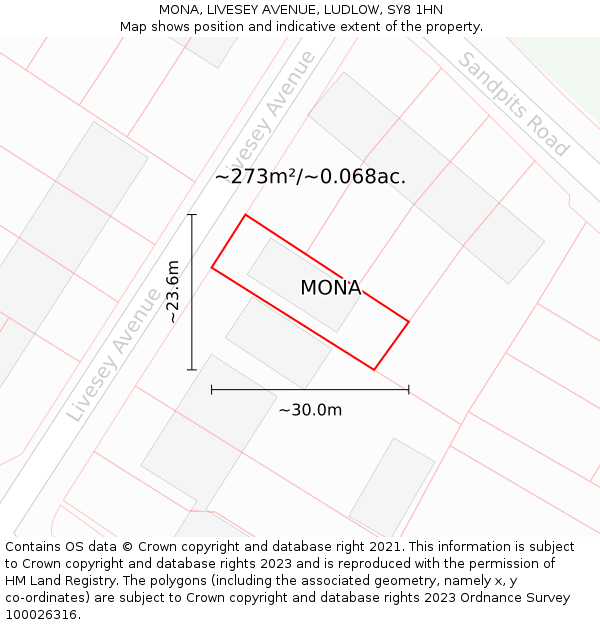 MONA, LIVESEY AVENUE, LUDLOW, SY8 1HN: Plot and title map