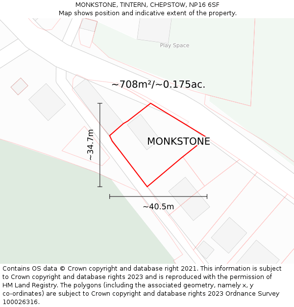 MONKSTONE, TINTERN, CHEPSTOW, NP16 6SF: Plot and title map