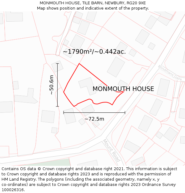MONMOUTH HOUSE, TILE BARN, NEWBURY, RG20 9XE: Plot and title map
