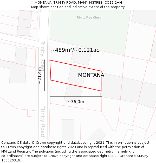MONTANA, TRINITY ROAD, MANNINGTREE, CO11 2HH: Plot and title map