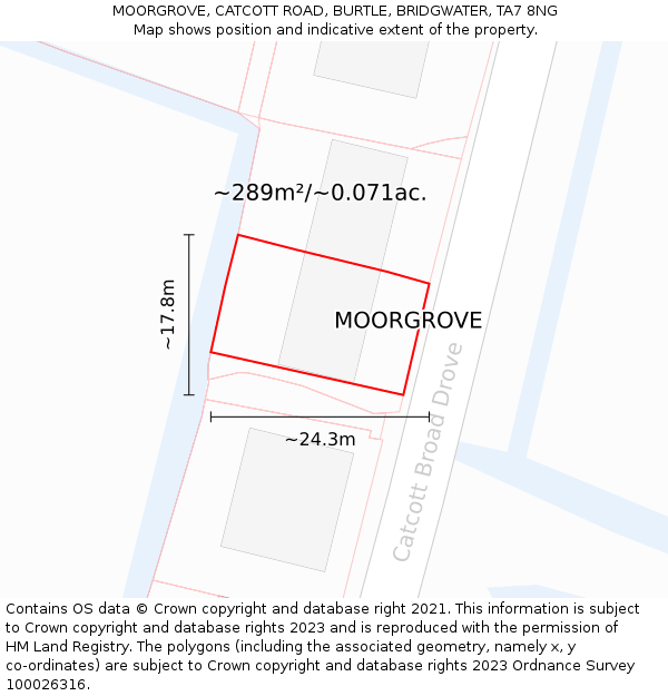 MOORGROVE, CATCOTT ROAD, BURTLE, BRIDGWATER, TA7 8NG: Plot and title map