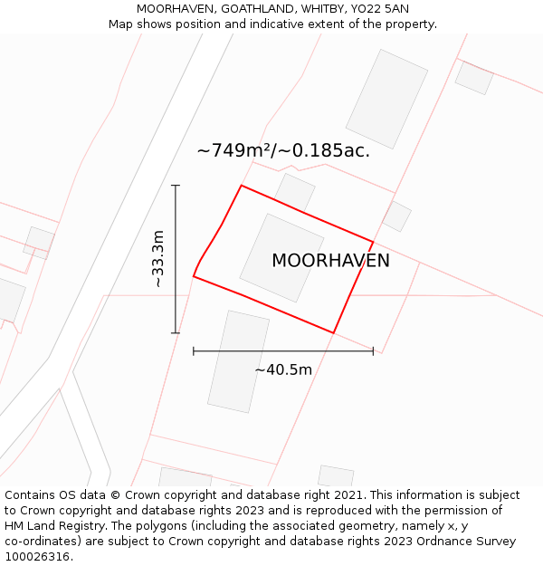 MOORHAVEN, GOATHLAND, WHITBY, YO22 5AN: Plot and title map