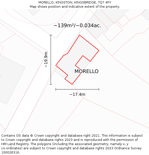 MORELLO, KINGSTON, KINGSBRIDGE, TQ7 4PY: Plot and title map