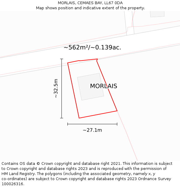 MORLAIS, CEMAES BAY, LL67 0DA: Plot and title map