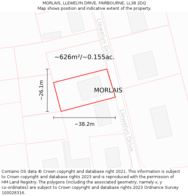 MORLAIS, LLEWELYN DRIVE, FAIRBOURNE, LL38 2DQ: Plot and title map