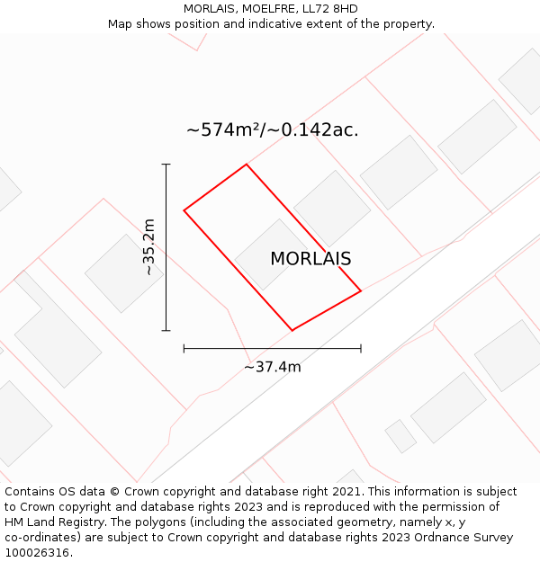 MORLAIS, MOELFRE, LL72 8HD: Plot and title map