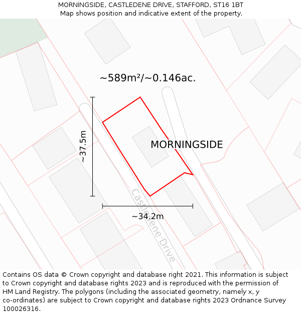 MORNINGSIDE, CASTLEDENE DRIVE, STAFFORD, ST16 1BT: Plot and title map