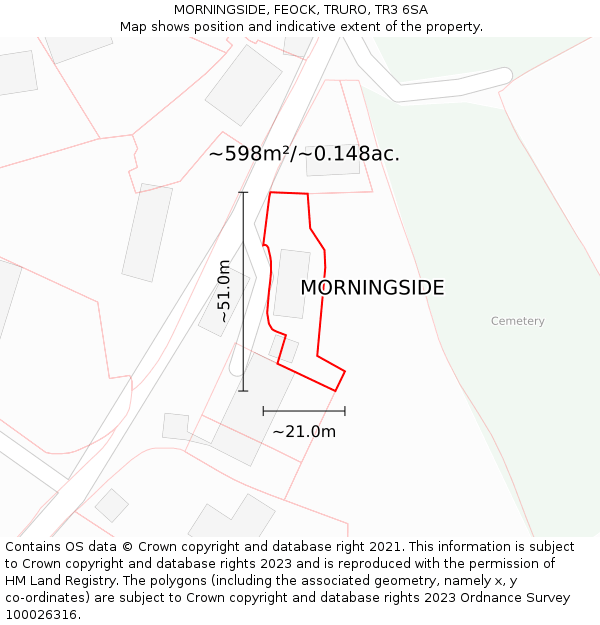 MORNINGSIDE, FEOCK, TRURO, TR3 6SA: Plot and title map