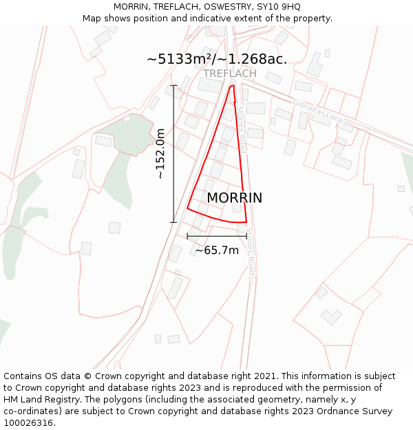 MORRIN, TREFLACH, OSWESTRY, SY10 9HQ: Plot and title map