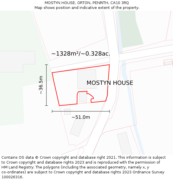 MOSTYN HOUSE, ORTON, PENRITH, CA10 3RQ: Plot and title map
