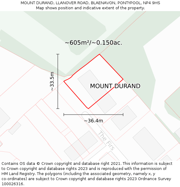 MOUNT DURAND, LLANOVER ROAD, BLAENAVON, PONTYPOOL, NP4 9HS: Plot and title map